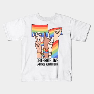 Celebrate Love, Embrace Authenticity Kids T-Shirt